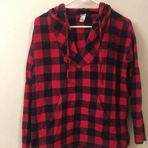 Black and red checkered pull over hoodie